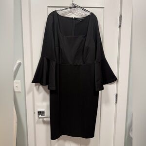 Eloquii Black Long Flare Sleeve Dress